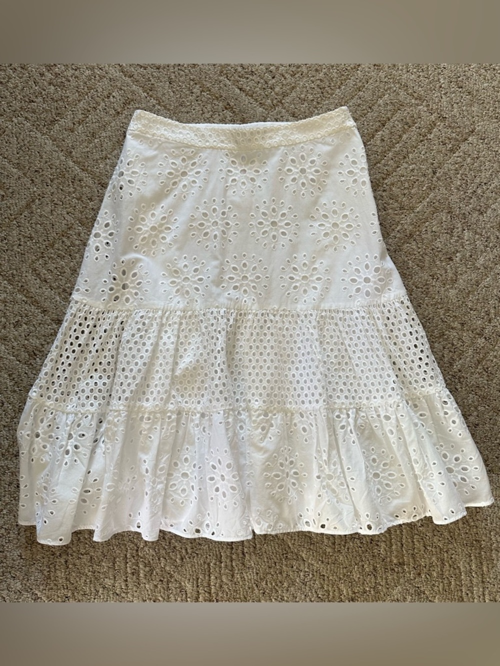 Talbots Womens White Eyelet Lace Skirt Size 10 Petite NWT